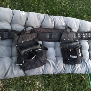 Mens black canvas work caddy belt